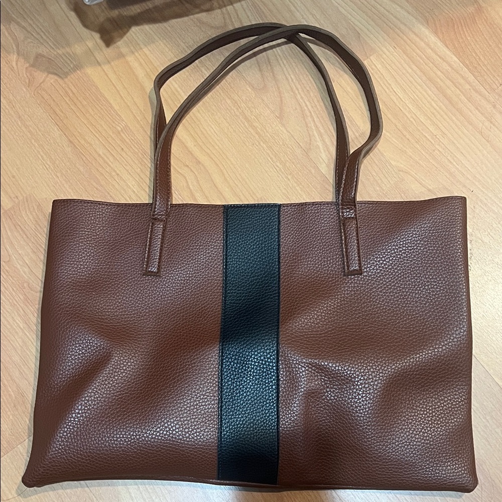 Vince Camuto Brown and Black Leather Tote